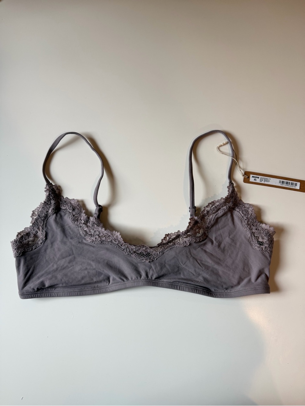 SKIMS Fits Everybody Lace-Trim Scoop Bralette Zinc Multi XL NWT